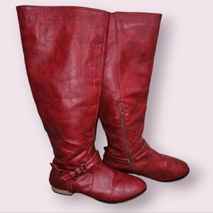 Red Faux Leather Boots. SIZE 9